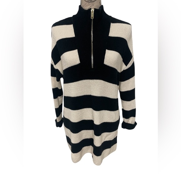 Express Black and Cream Turtleneck Striped Oversized Sweater SZ Small EUC - Picture 1 of 6